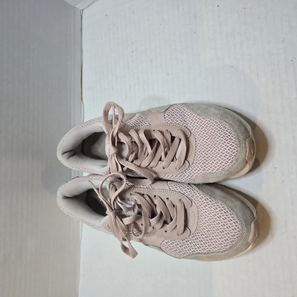 Nike Pink and Cream Suede Sneakers with Lace-Up‎ Design